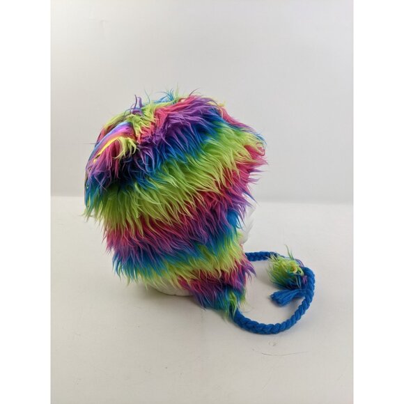 Rave + Roar Y2K Bunny Series EDM Rainbow Multicolor Pom Poms Fuzzy Hat Winter - Picture 3 of 14